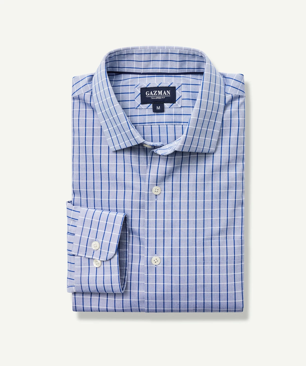 Tailored Non-Iron Oxford Check Long Sleeve Shirt - Navy - Image 2