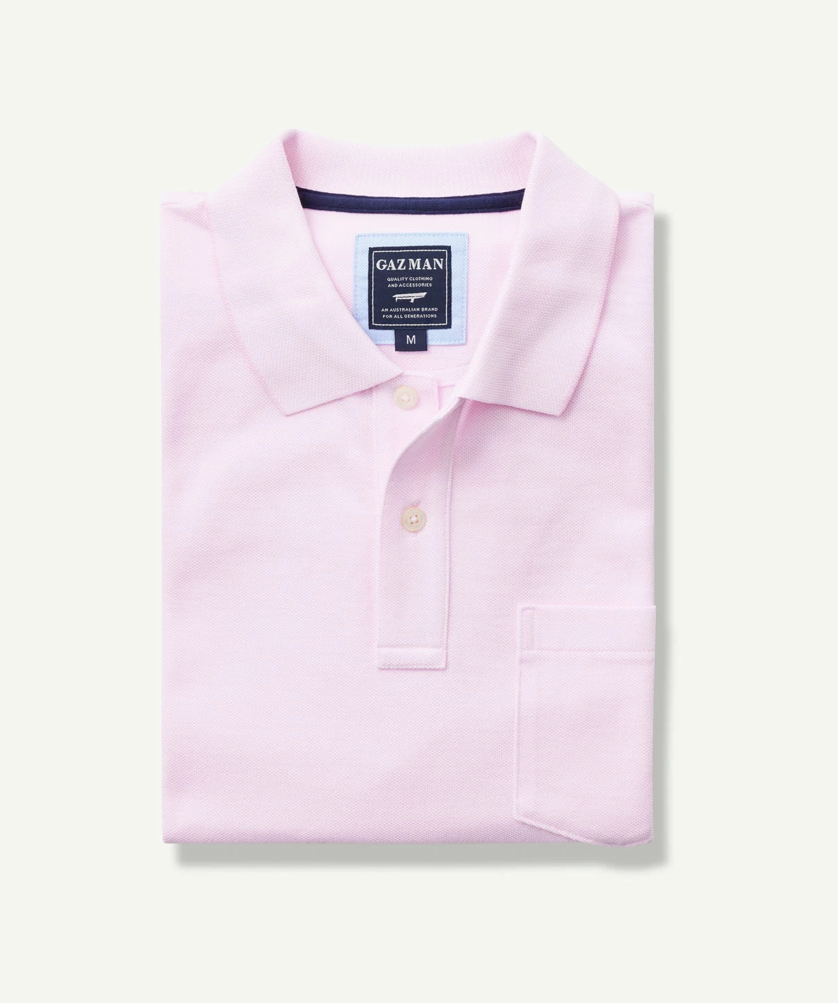 Oxford Pocket Polo Shirt - Pale Pink - Image 2