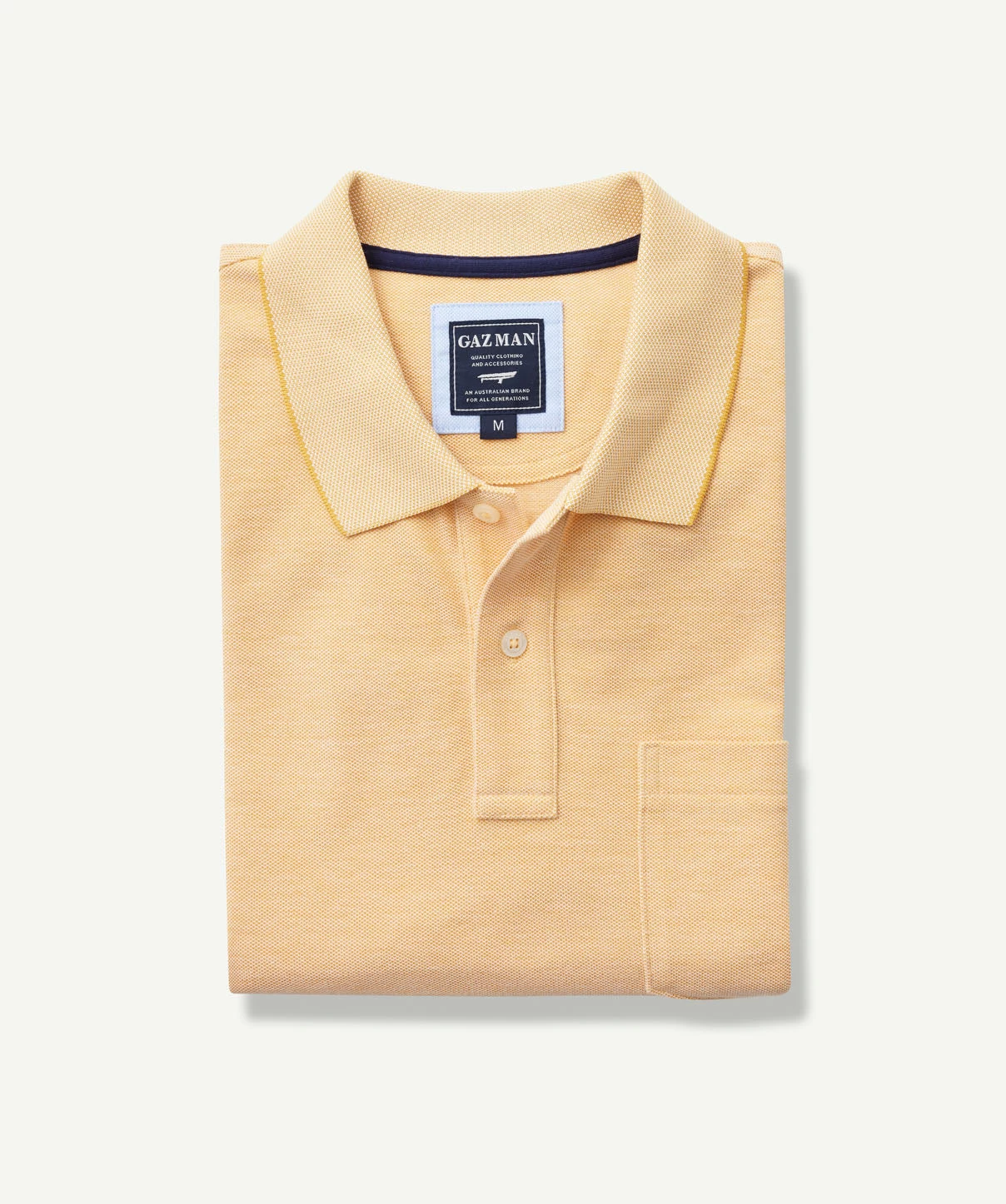 Oxford Pocket Polo Shirt - Amber Yellow - Image 2