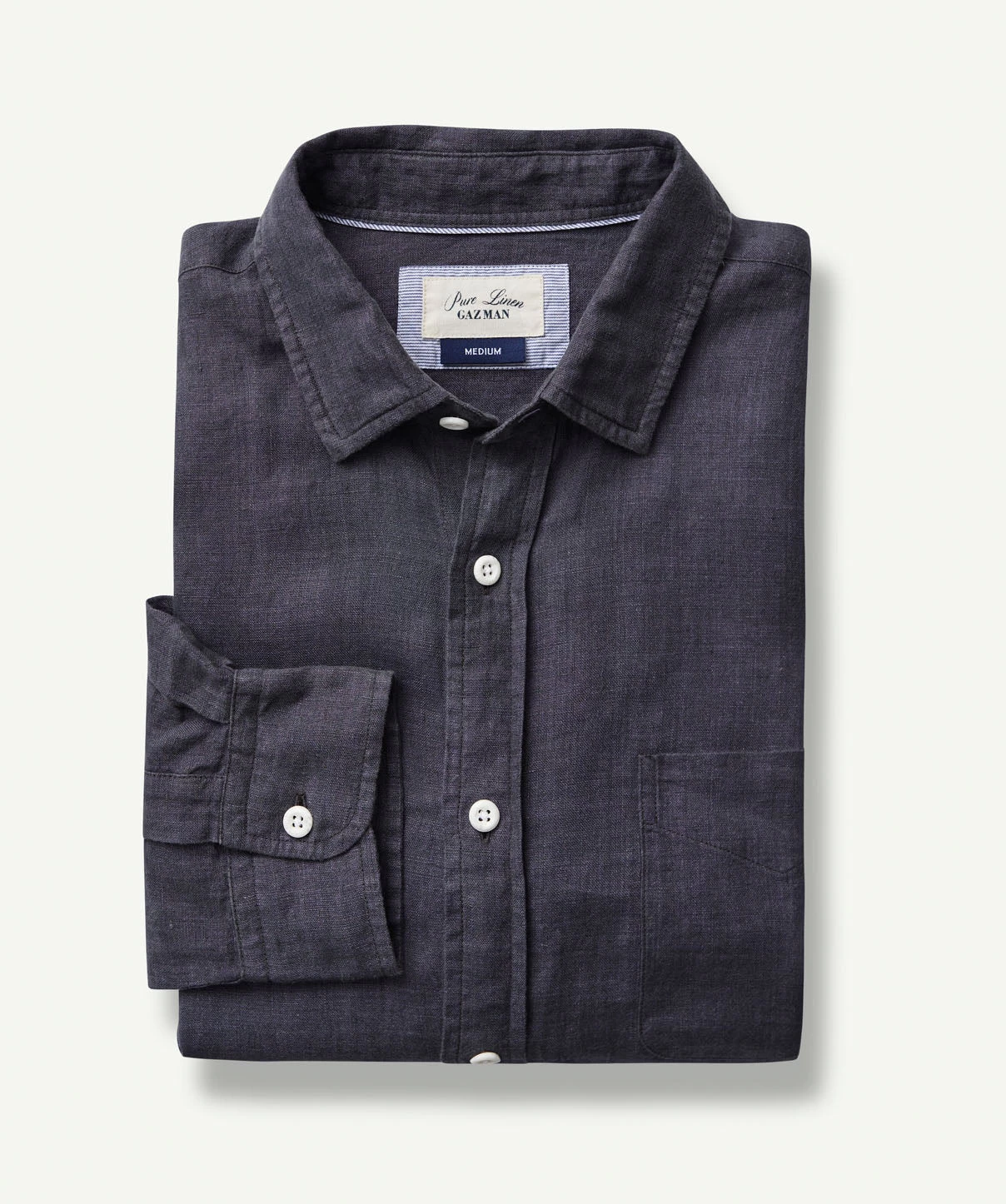 Pure French Linen Long Sleeve Shirt - Charcoal - Image 2