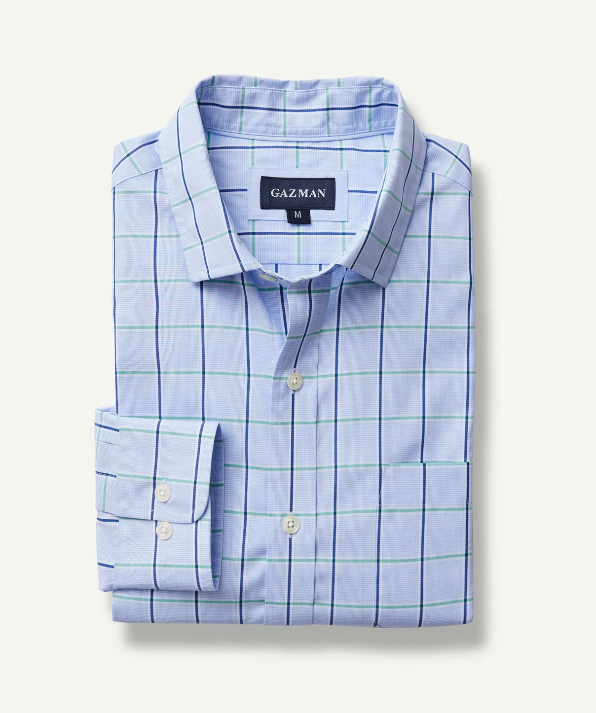 Easy Care Check Long Sleeve Shirt - Sky Blue - Image 2