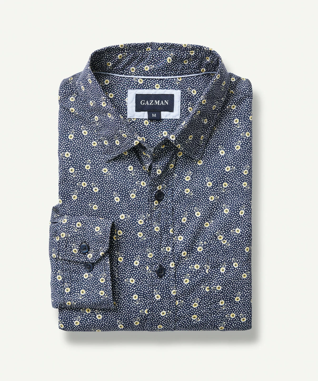 Casual Floral Dot Print Long Sleeve Shirt - Navy - Image 2