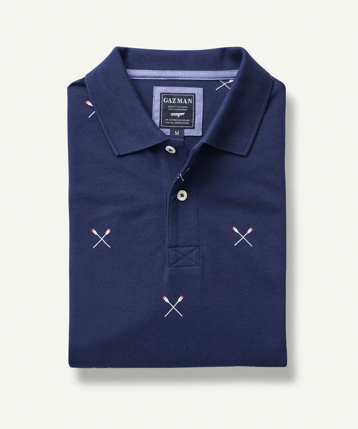Rowing Print Polo - Navy - Image 2