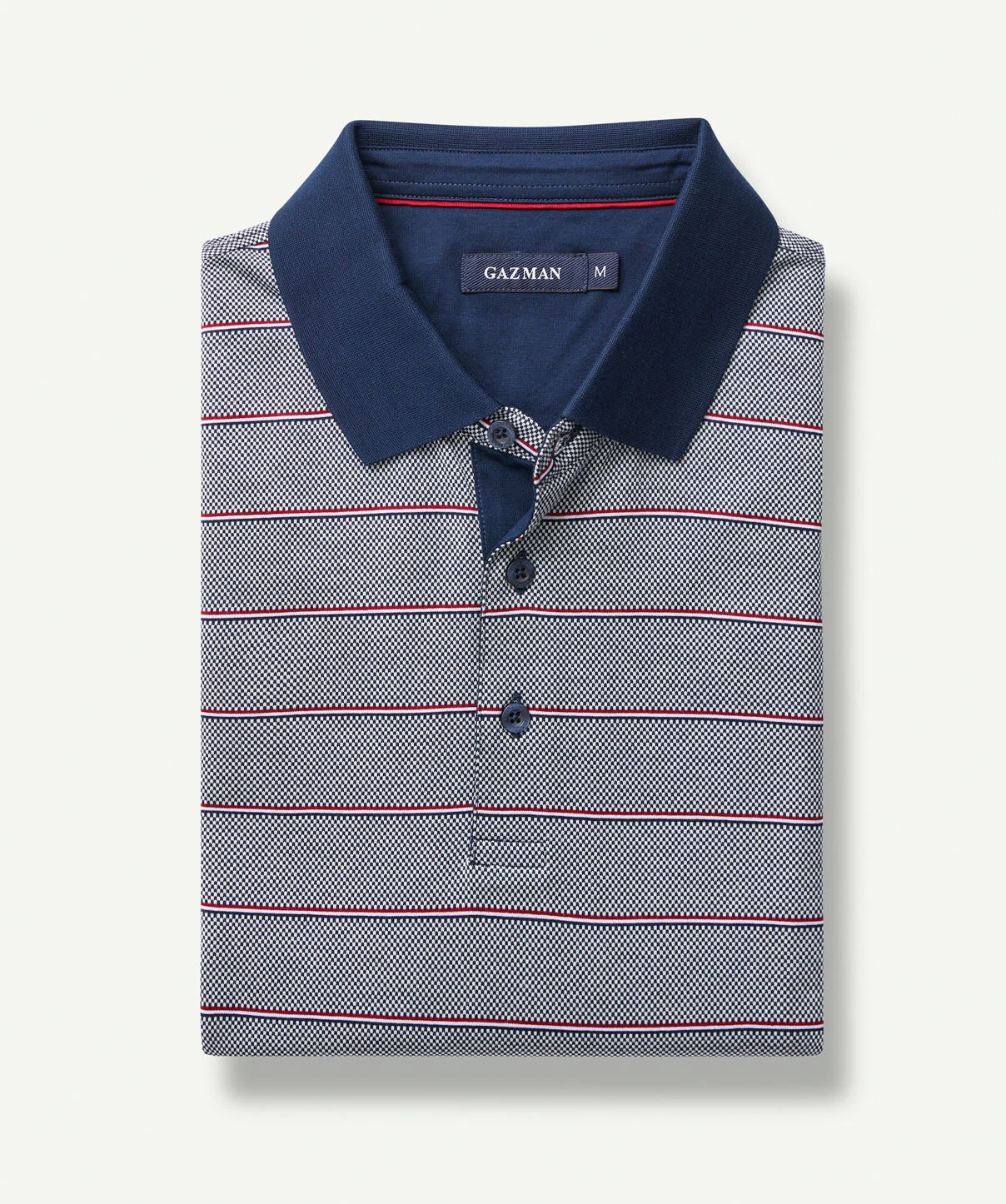 Smart Check Stripe Polo - Navy - Image 2