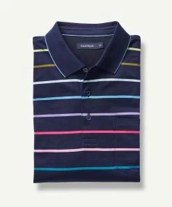 Smart Multi Stripe Polo - Navy