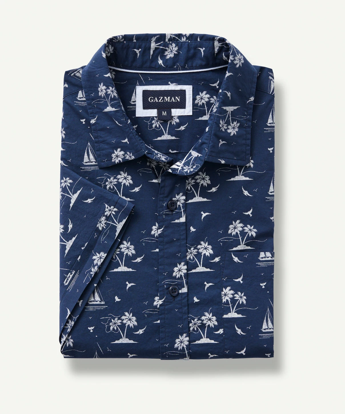 Casual Island Print Short Sleeve Shirt - Midnight - Image 2
