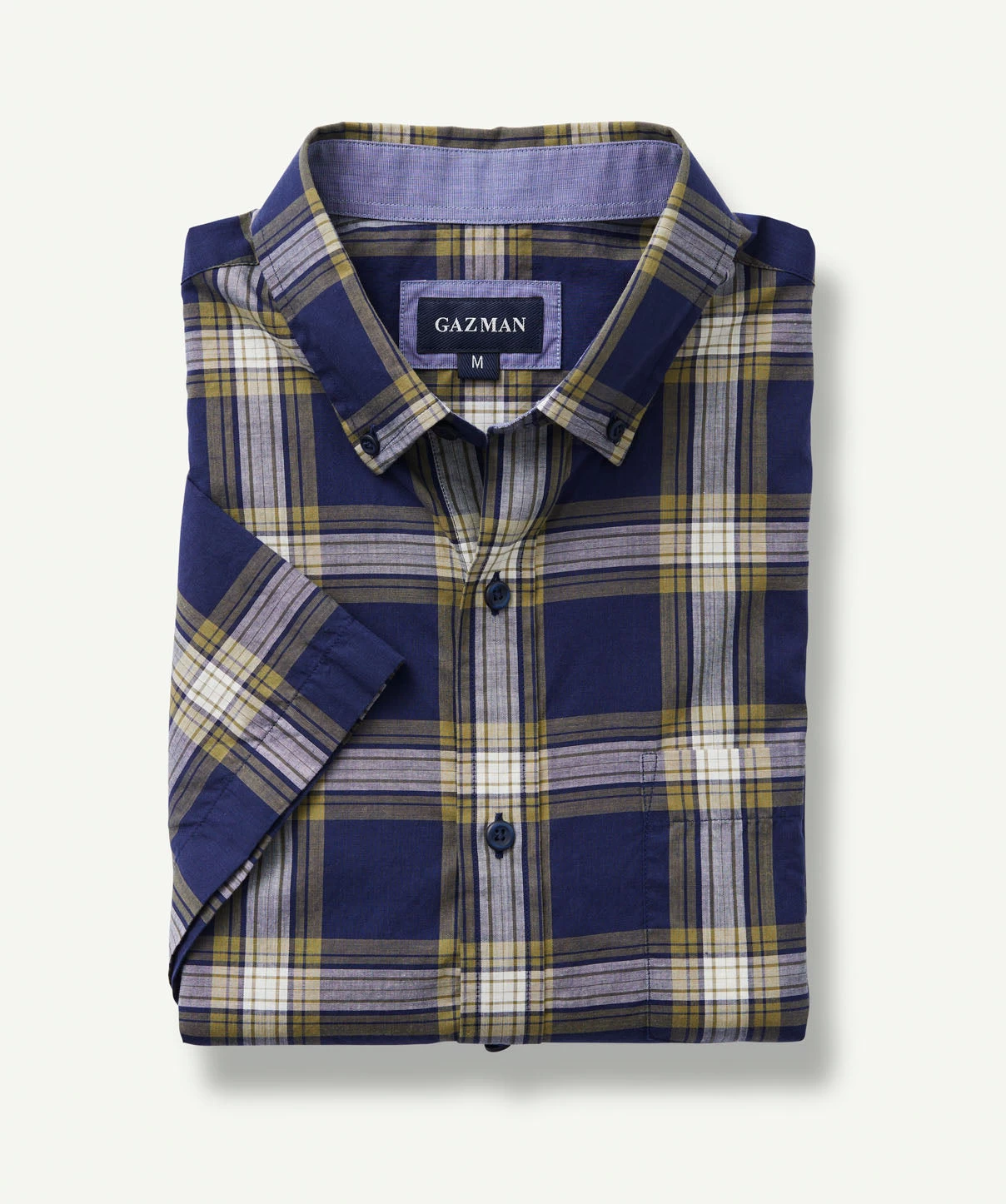 Casual Cotton Check Short Sleeve Shirt - Navy - Image 2