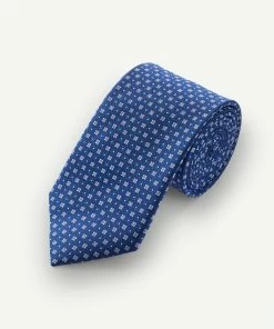 Silk Geo Floral Tie - Blue