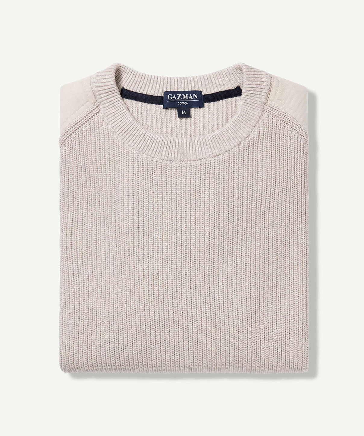 Chunky Fishermans Crew Knit - Oatmeal - Image 2