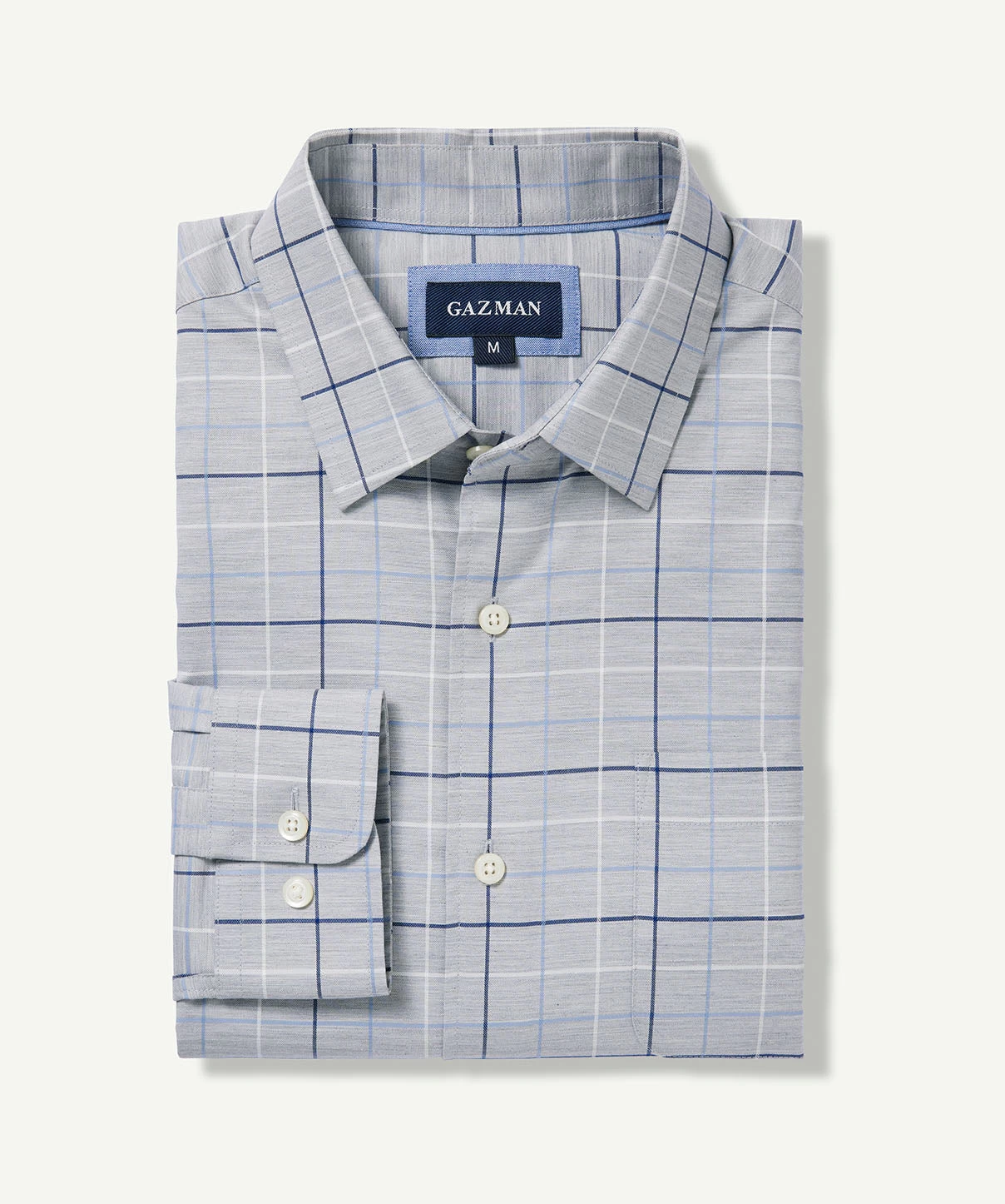 Easy Care Twill Check Long Sleeve Shirt - Grey Melange - Image 2