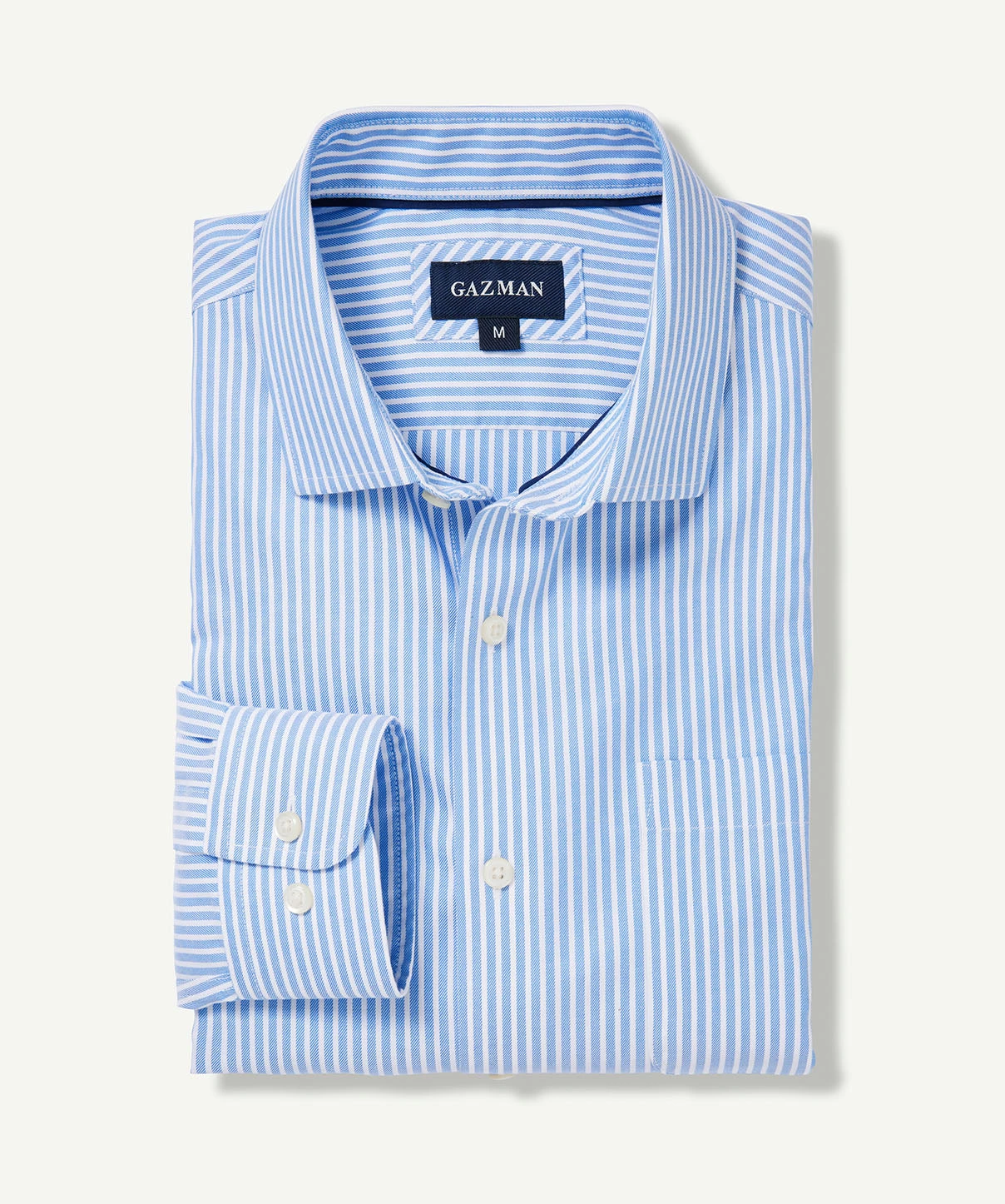 Non-Iron Twill Stripe Long Sleeve Shirt - Blue - Image 2
