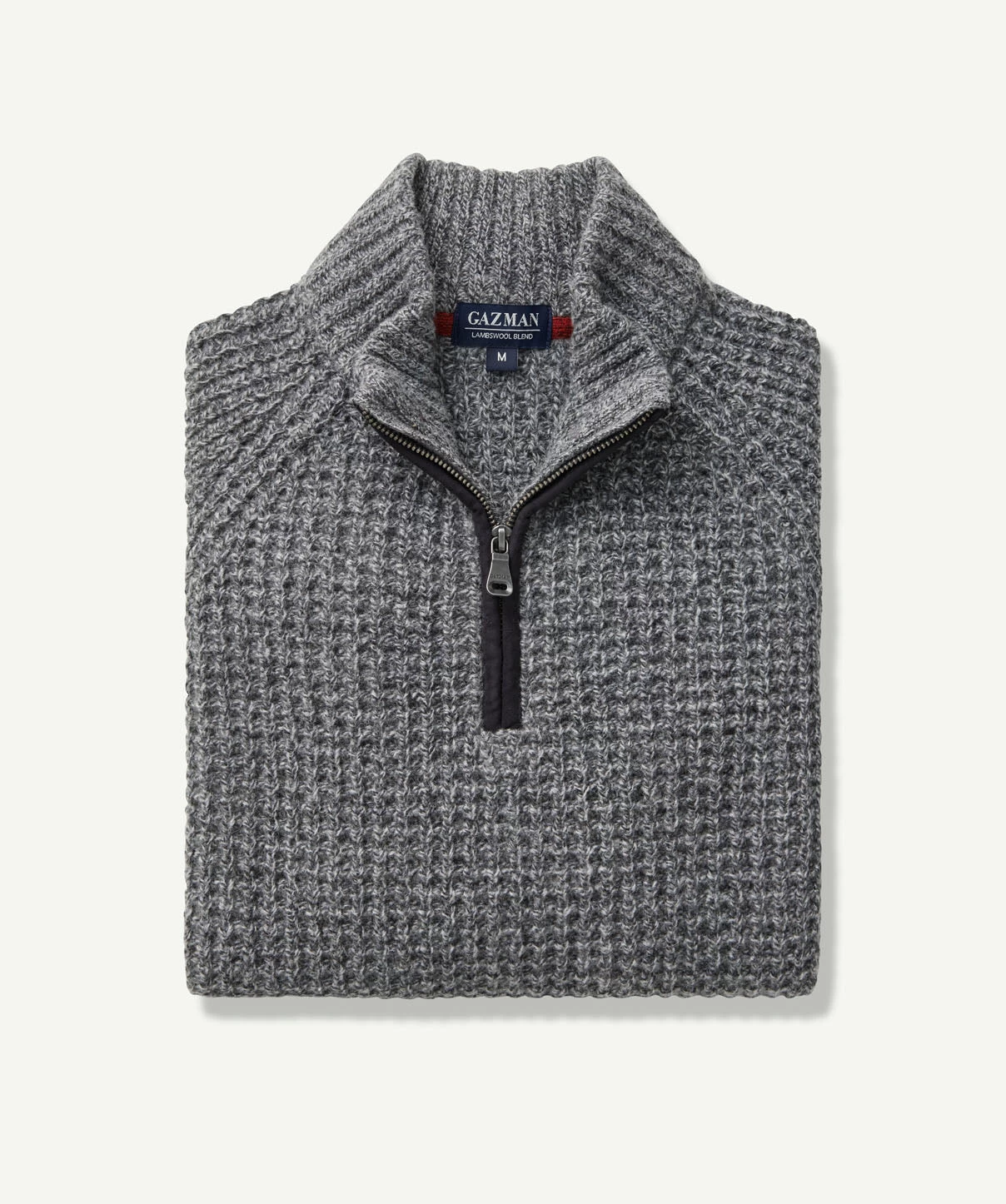 Tuck Wool Blend Half Zip Knit - Charcoal - Image 2