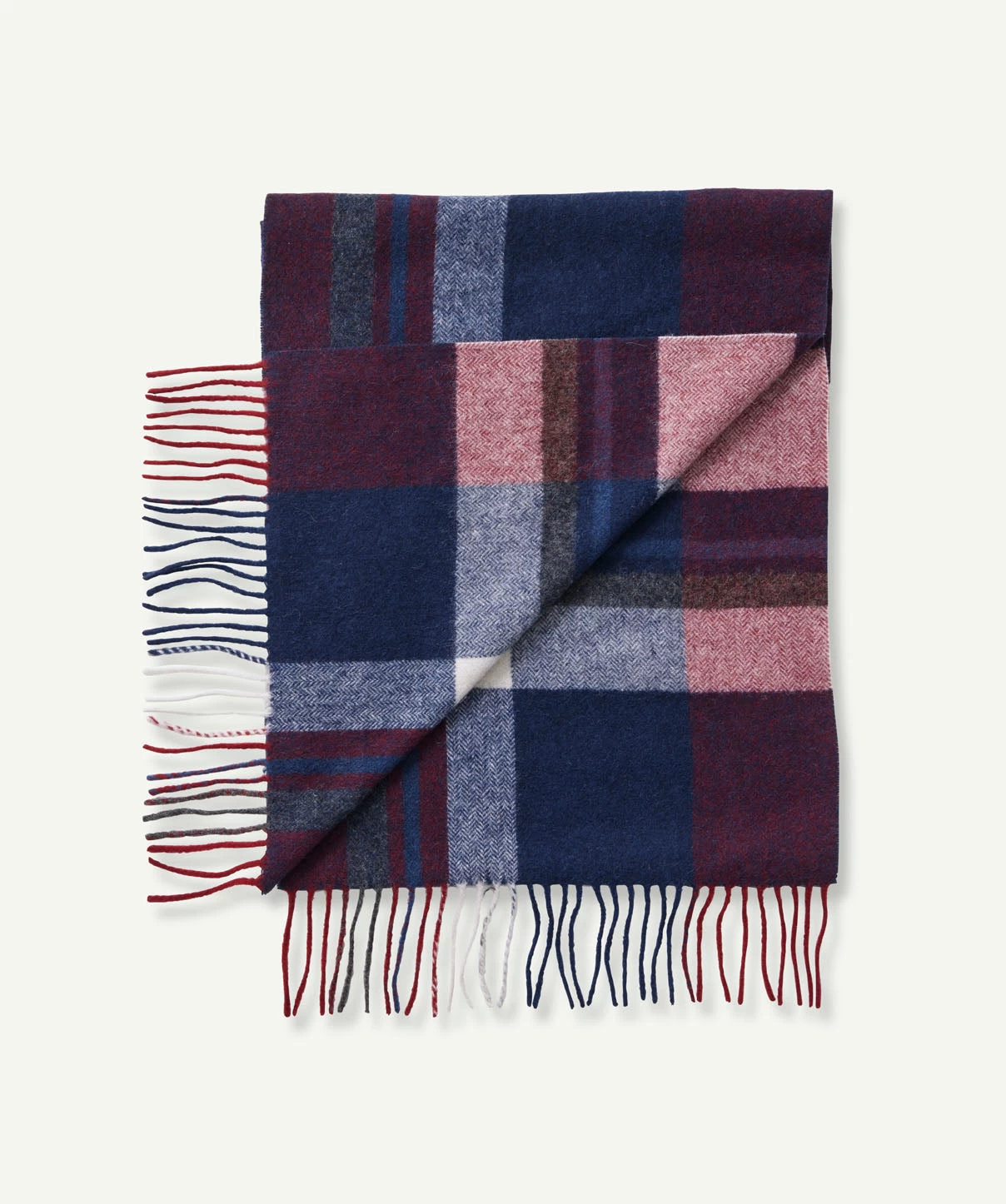 Bold Check Wool Scarf - Red - Image 2
