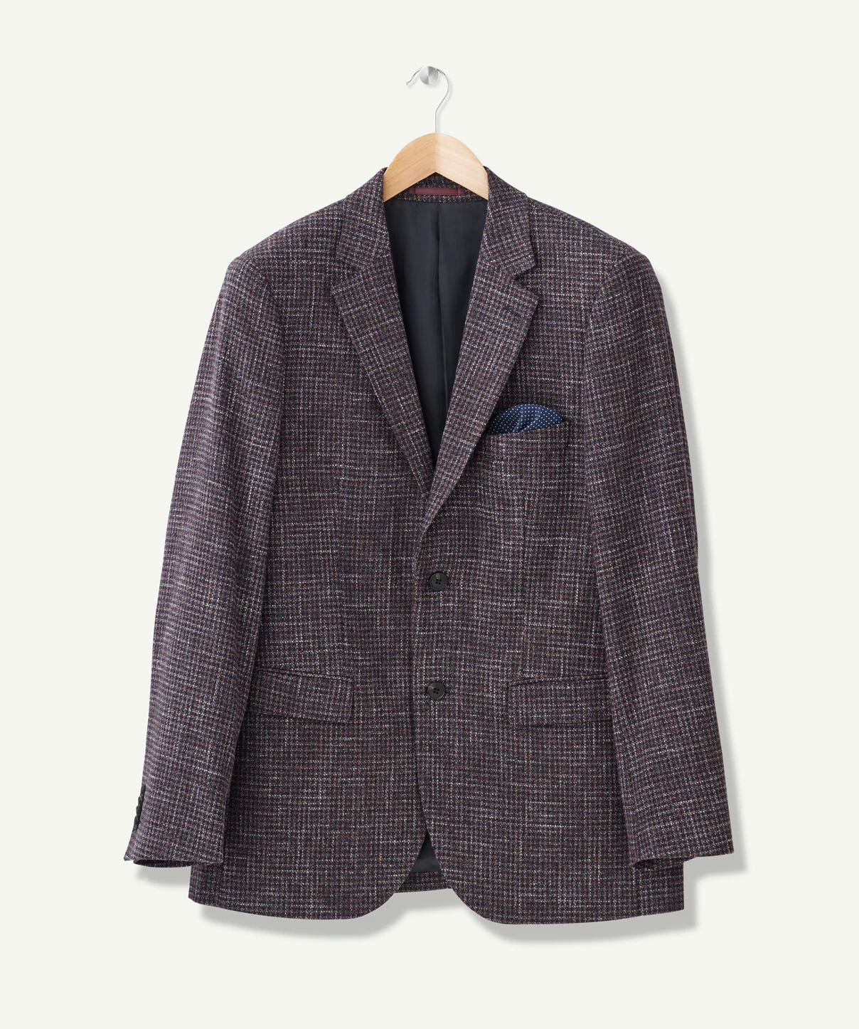 Wool Blend Textured Weave Sports Jacket - Mahogany - Image 2