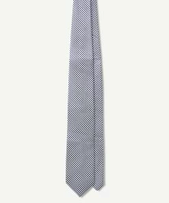Silk Mini Check Tie - Midnight