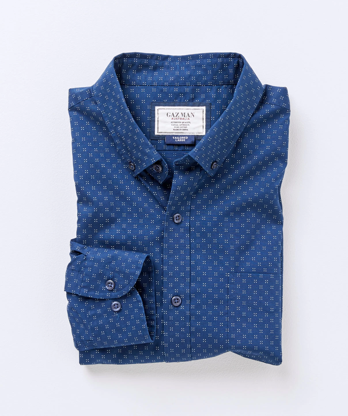 Tailored Fit Dot Print Shirt - Navy - Image 2