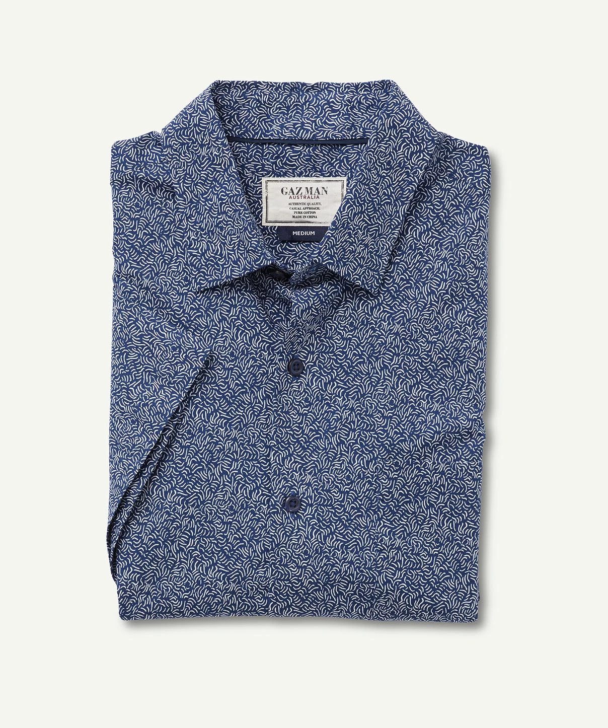 Wave Print Short Sleeve Shirt - Navy - Image 2