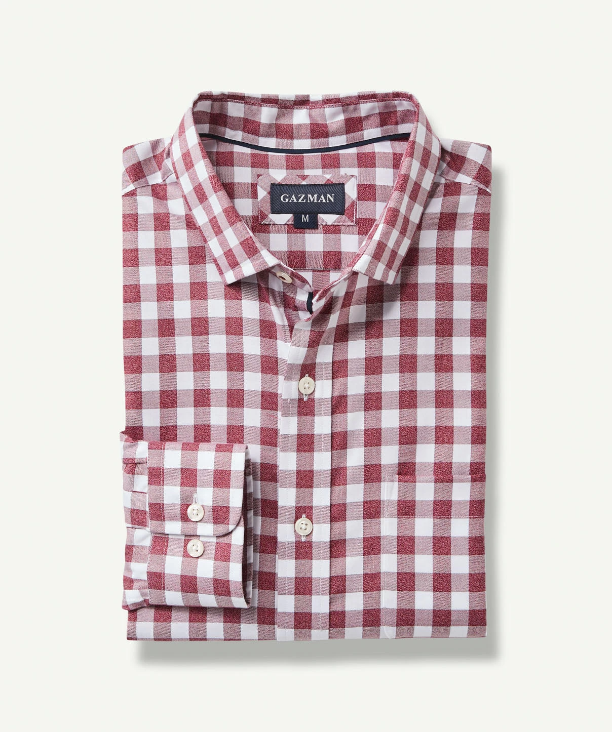 Easy Care Twill Box Check Long Sleeve Shirt - Wine - Image 2