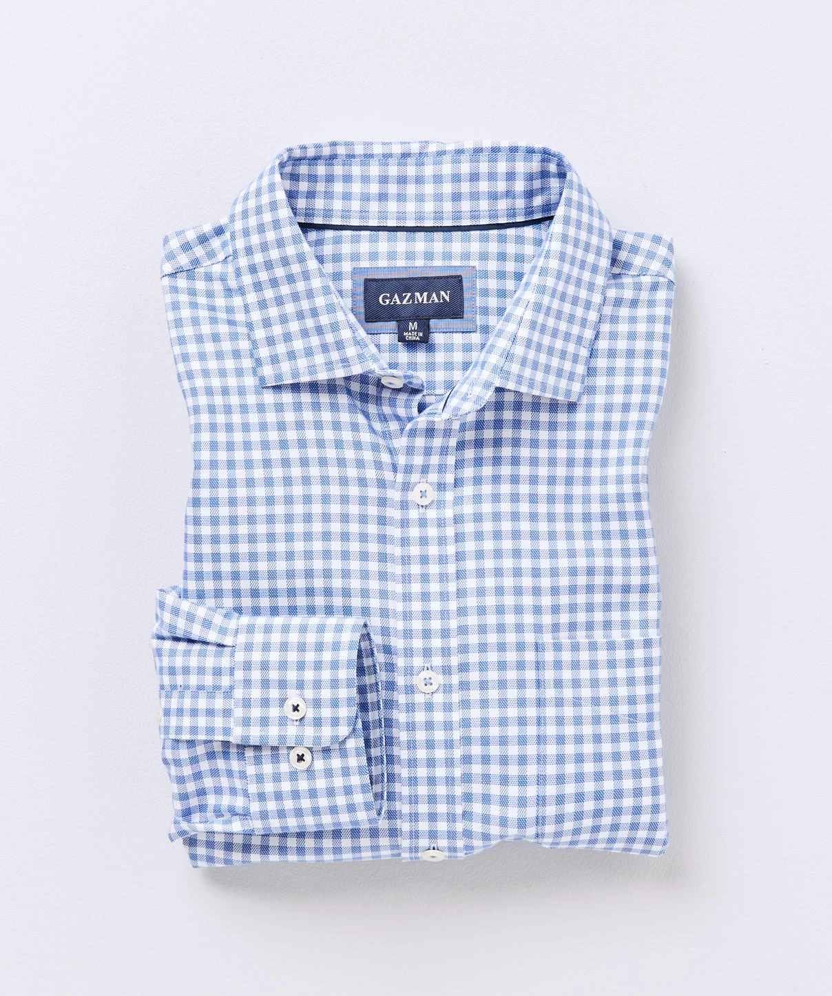 Easy Care Dobby Check Shirt - Blue - Image 2