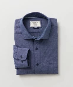 Brushed Jaspe Plain Shirt - Navy