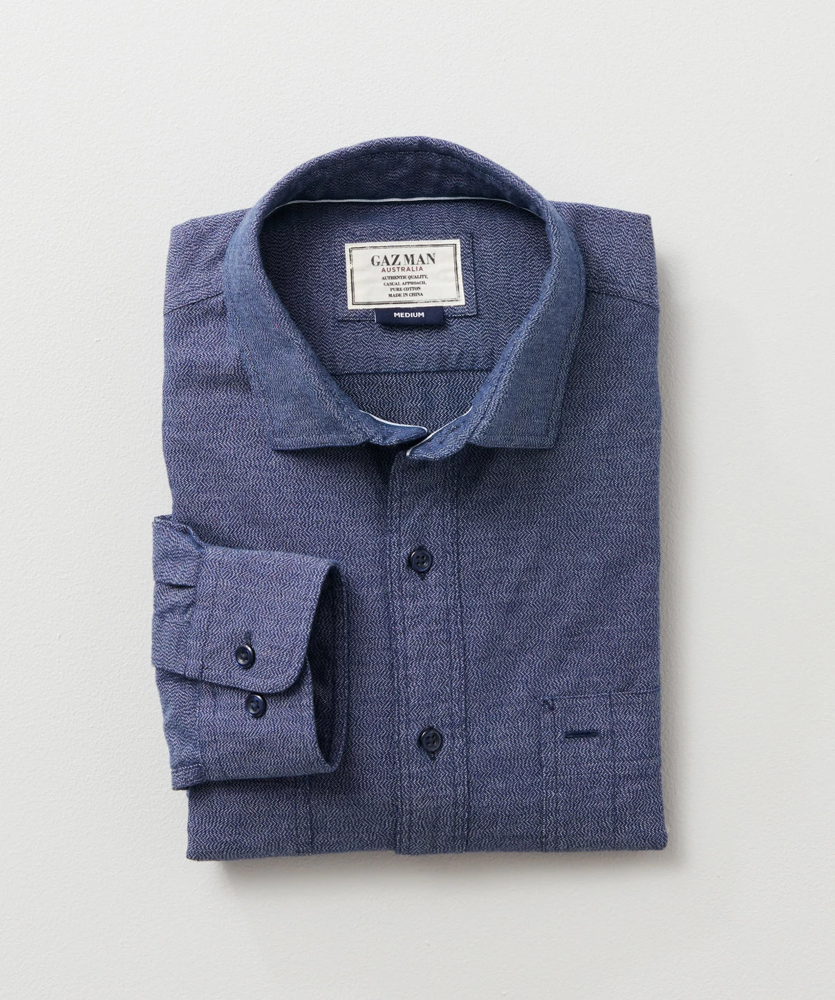Brushed Jaspe Plain Shirt - Navy
