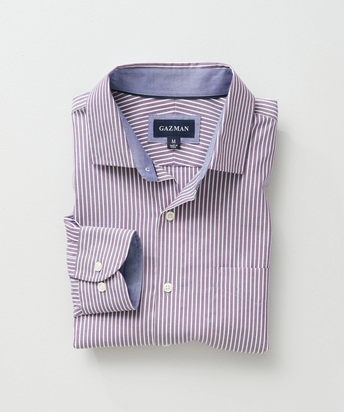 Easy Care Oxford Stripe Shirt - Mauve - Image 2