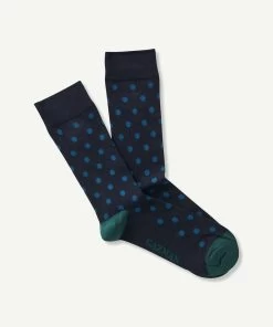 Non Tight Comfort Dot Sock - Navy