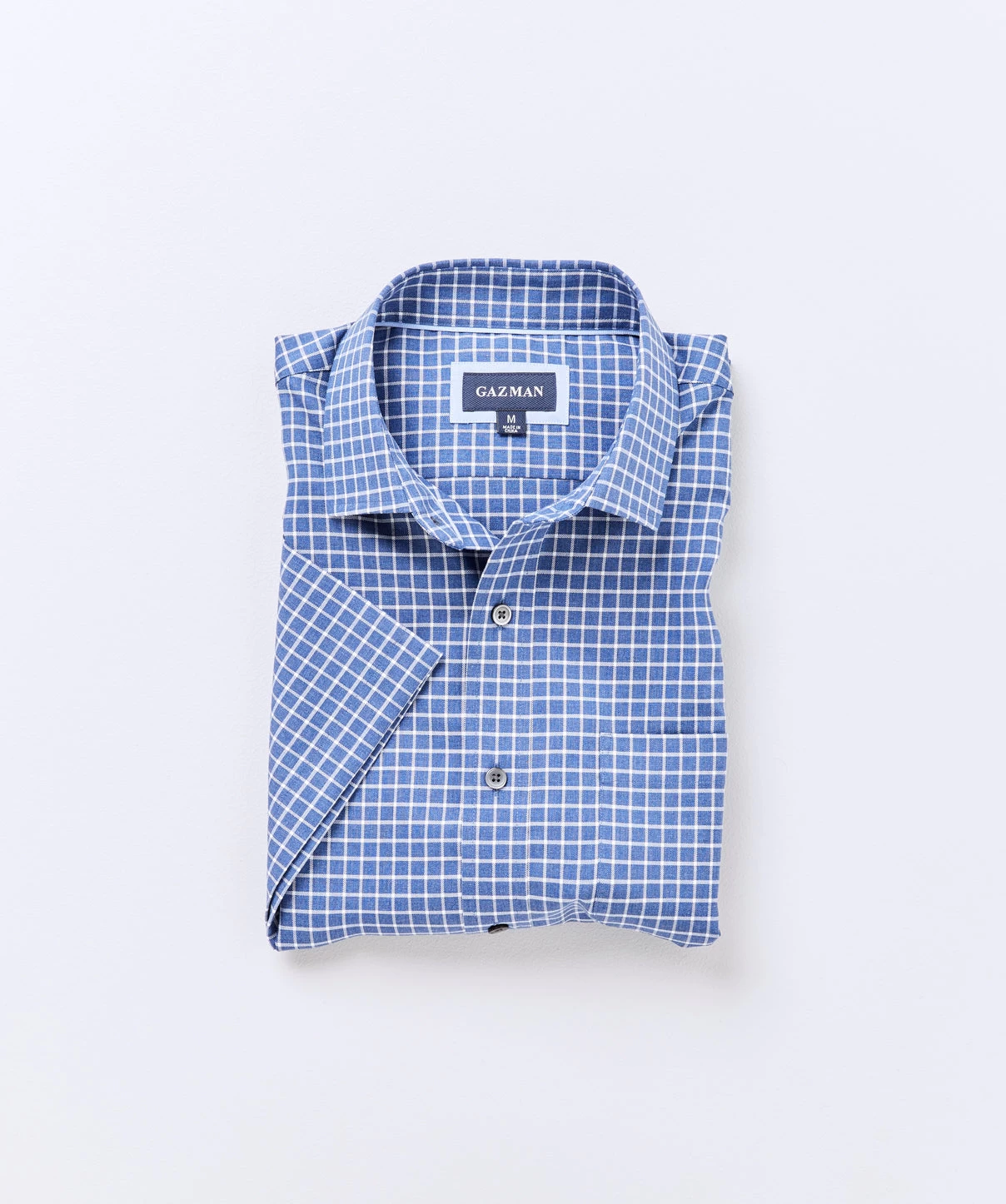 Easy Care Oxford Check Short Sleeve Shirt - Denim