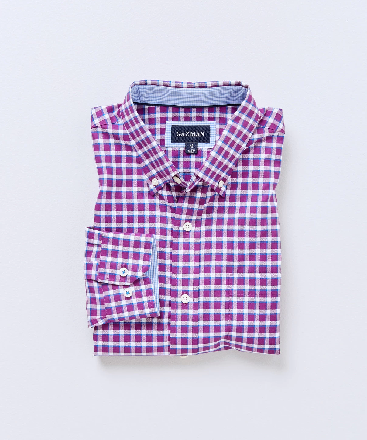 Easy Care Herringbone Check Shirt - Grape - Image 2