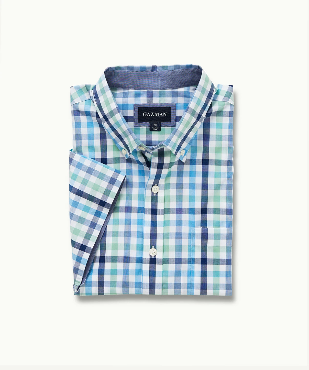Easy Care Multi Check Short Sleeve Shirt - Aqua - Image 2
