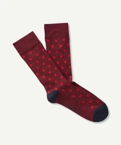 Non Tight Comfort Dot Sock - Wine