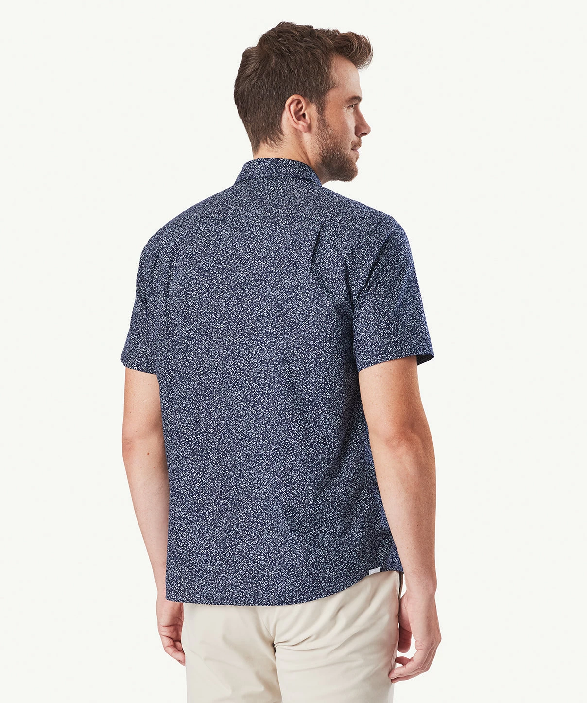 Casual Floral Print Short Sleeve Shirt - Navy - Image 3