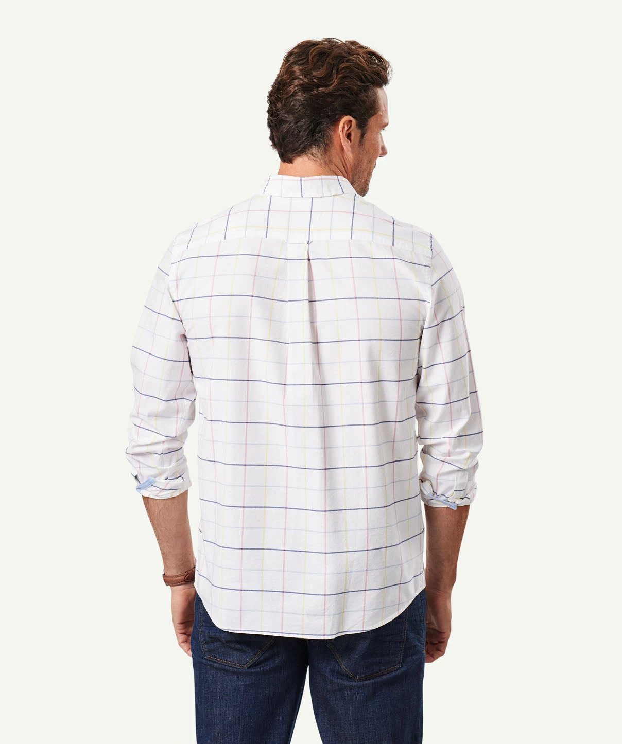 Casual Oxford Check Long Sleeve Shirt - White - Image 3