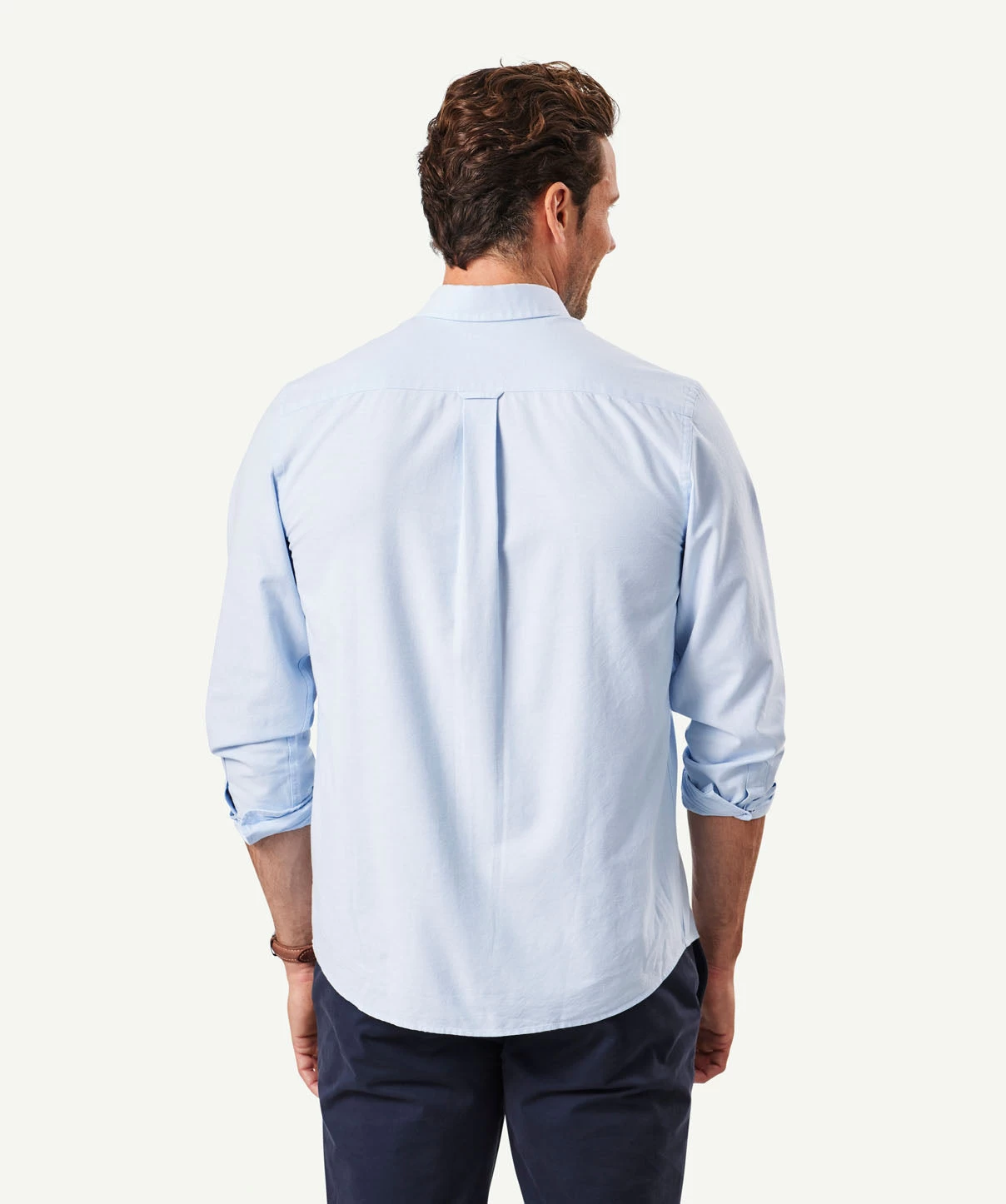 Plain Casual Oxford Long Sleeve Shirt - Sky Blue - Image 3