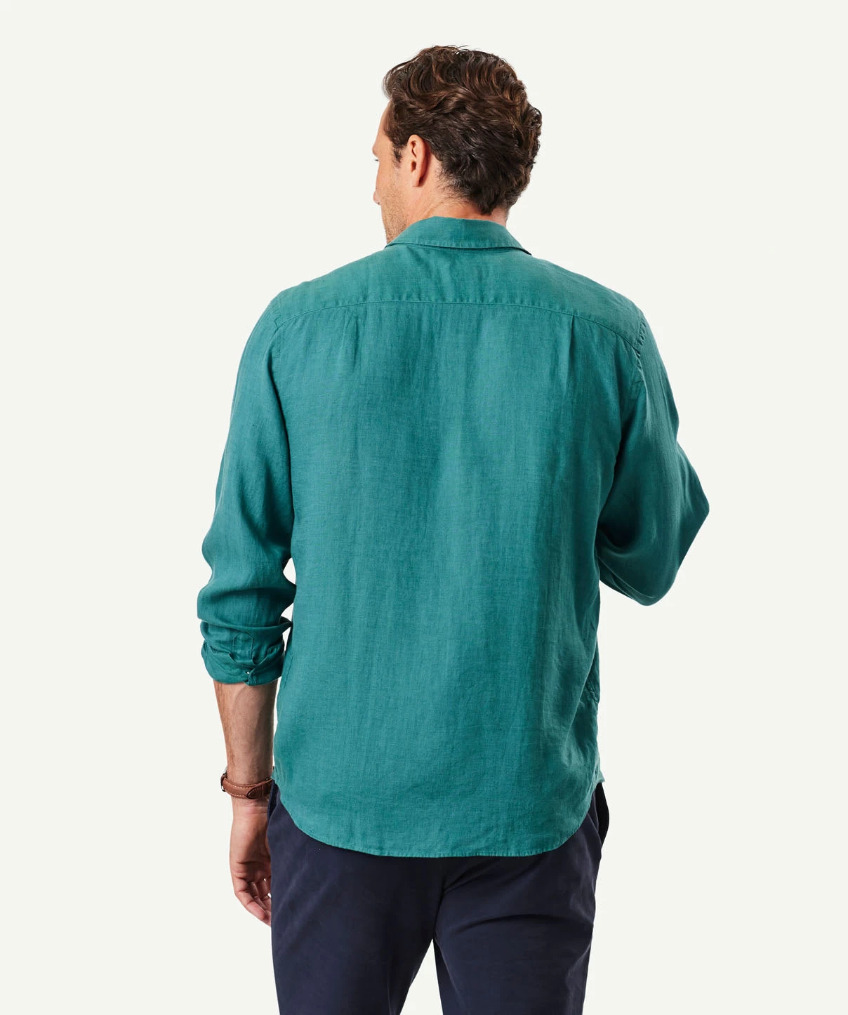 Pure French Linen Long Sleeve Shirt - Fern - Image 3