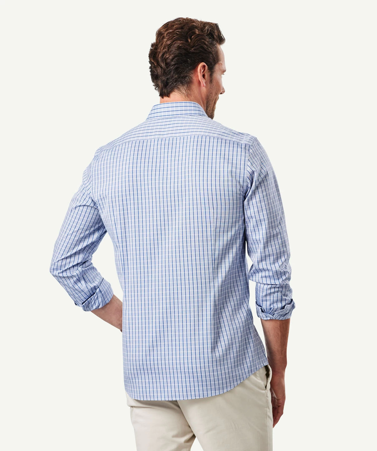 Tailored Non-Iron Oxford Check Long Sleeve Shirt - Navy - Image 3