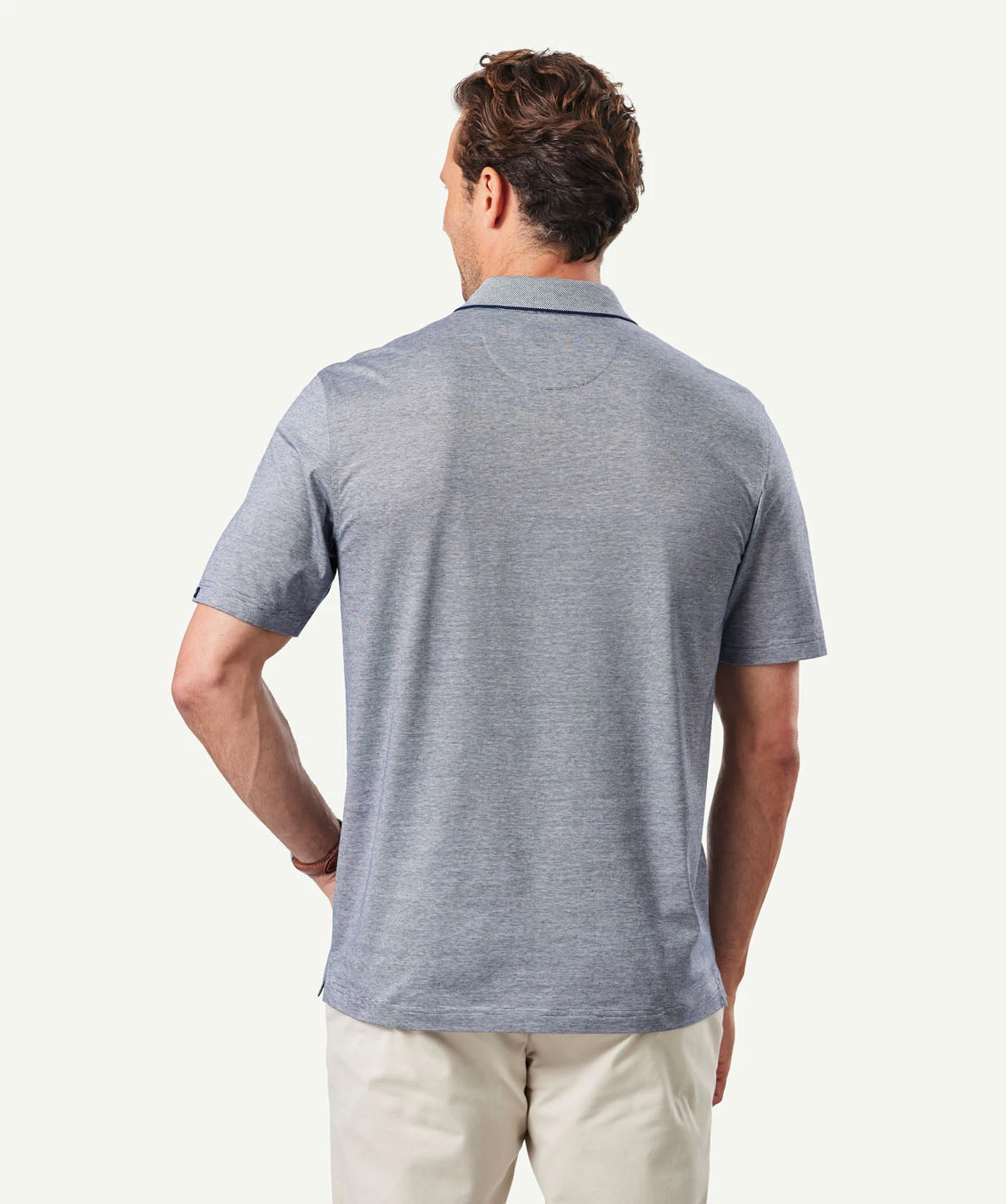 Smart Jaquard Pique Polo - Navy - Image 3