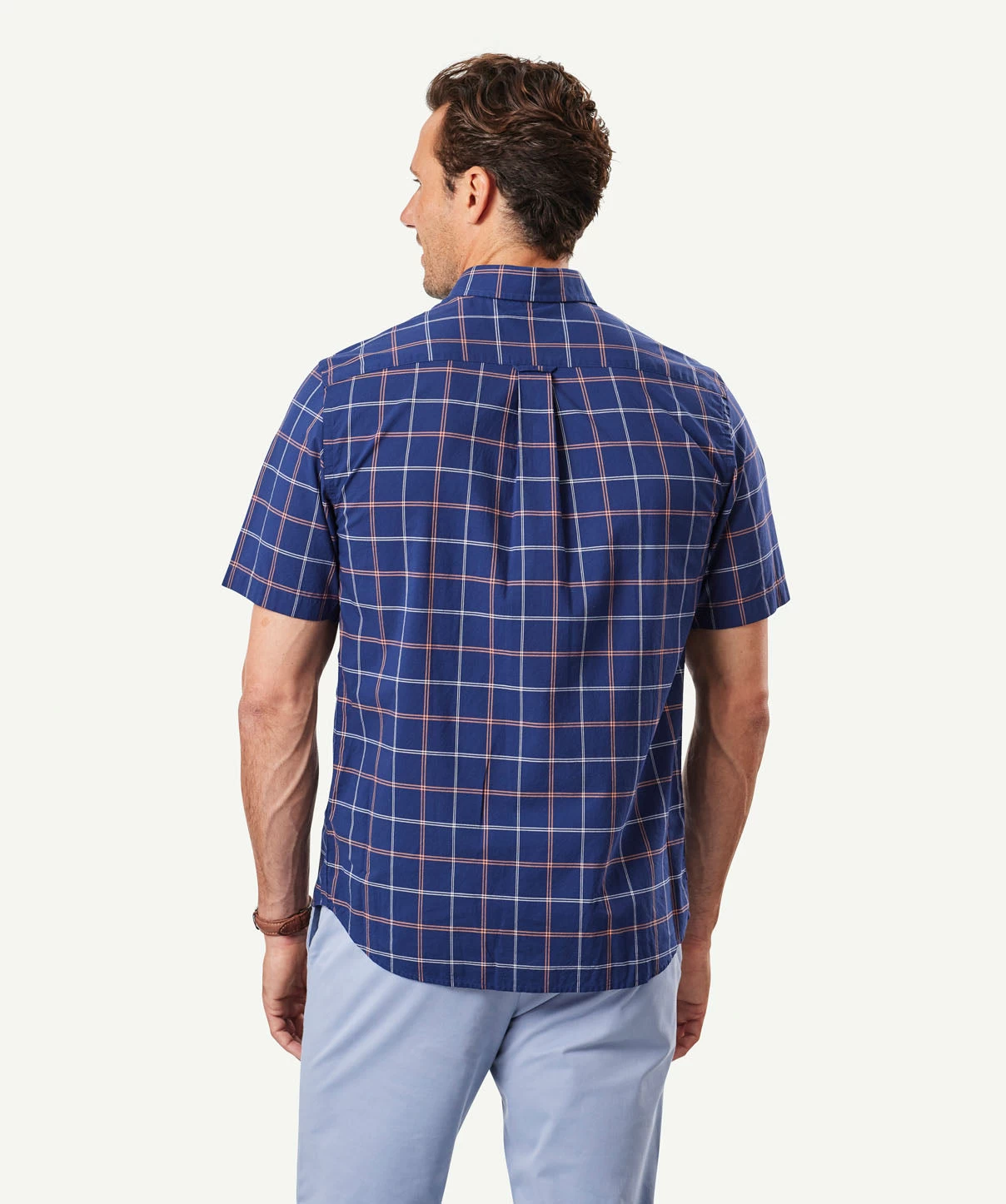Casual Madras Check Short Sleeve Shirt - Navy - Image 4