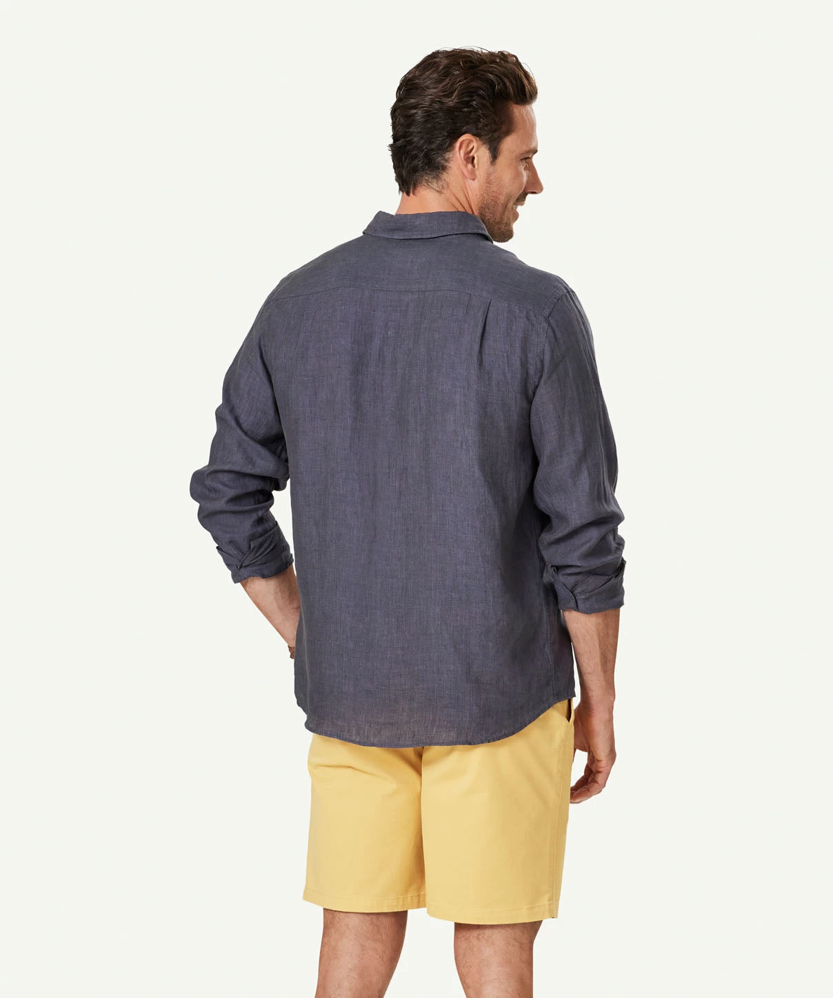 Pure French Linen Long Sleeve Shirt - Charcoal - Image 3