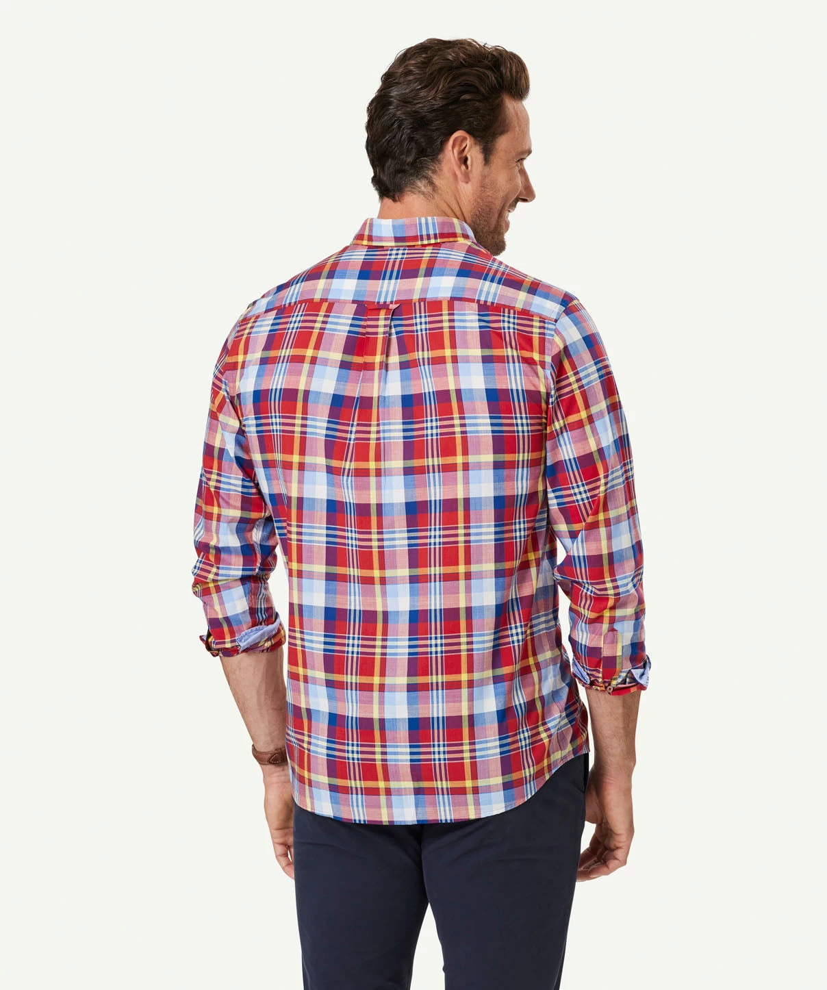 Casual Slub Check Long Sleeve Shirt - Red - Image 3