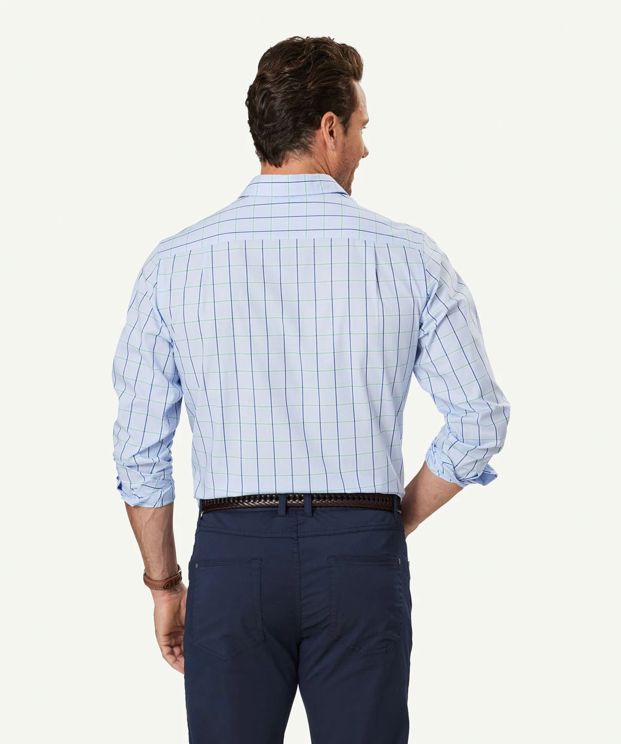 Easy Care Check Long Sleeve Shirt - Sky Blue - Image 3