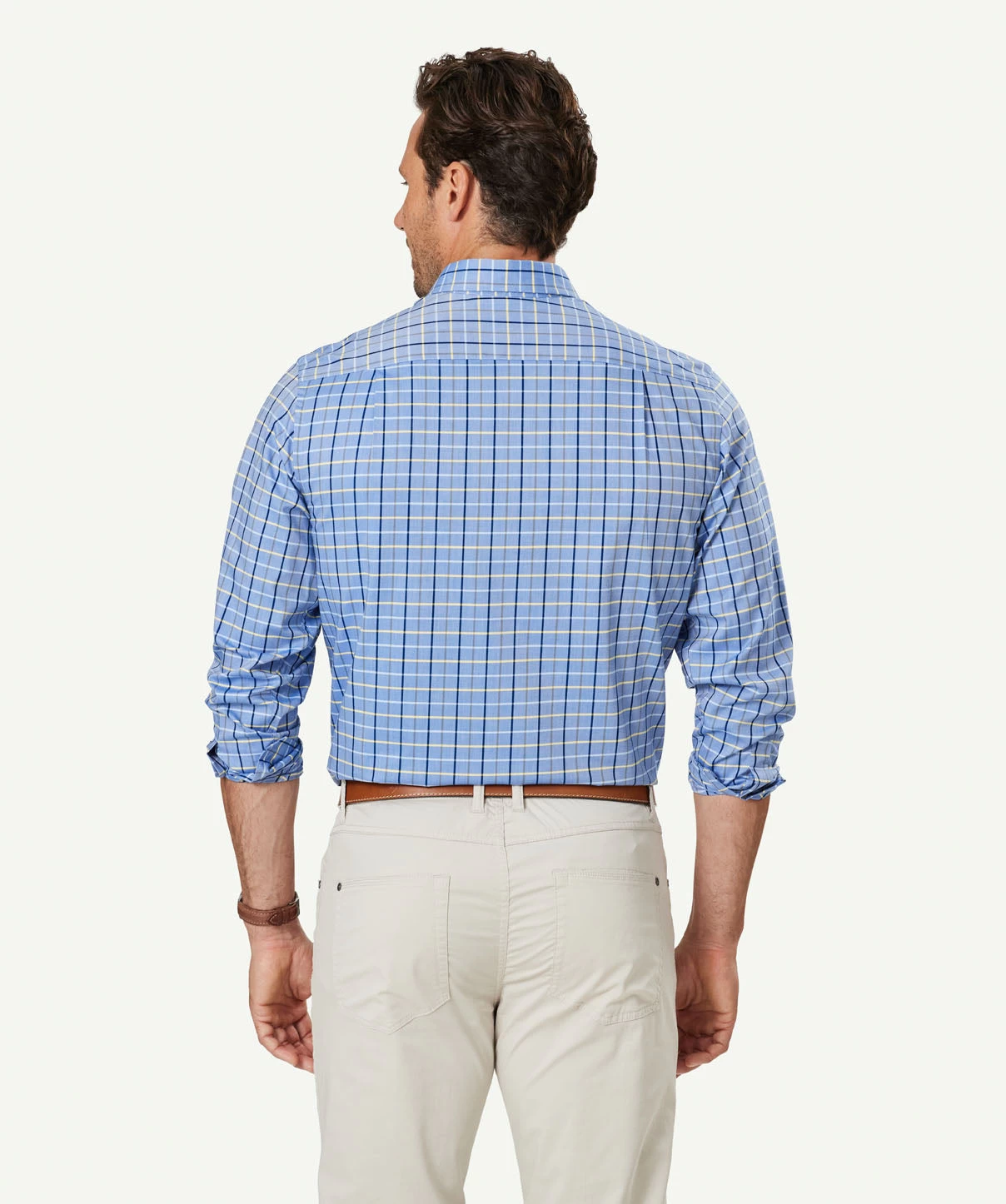 Easy Care Twill Check Long Sleeve Shirt - Chambray - Image 3