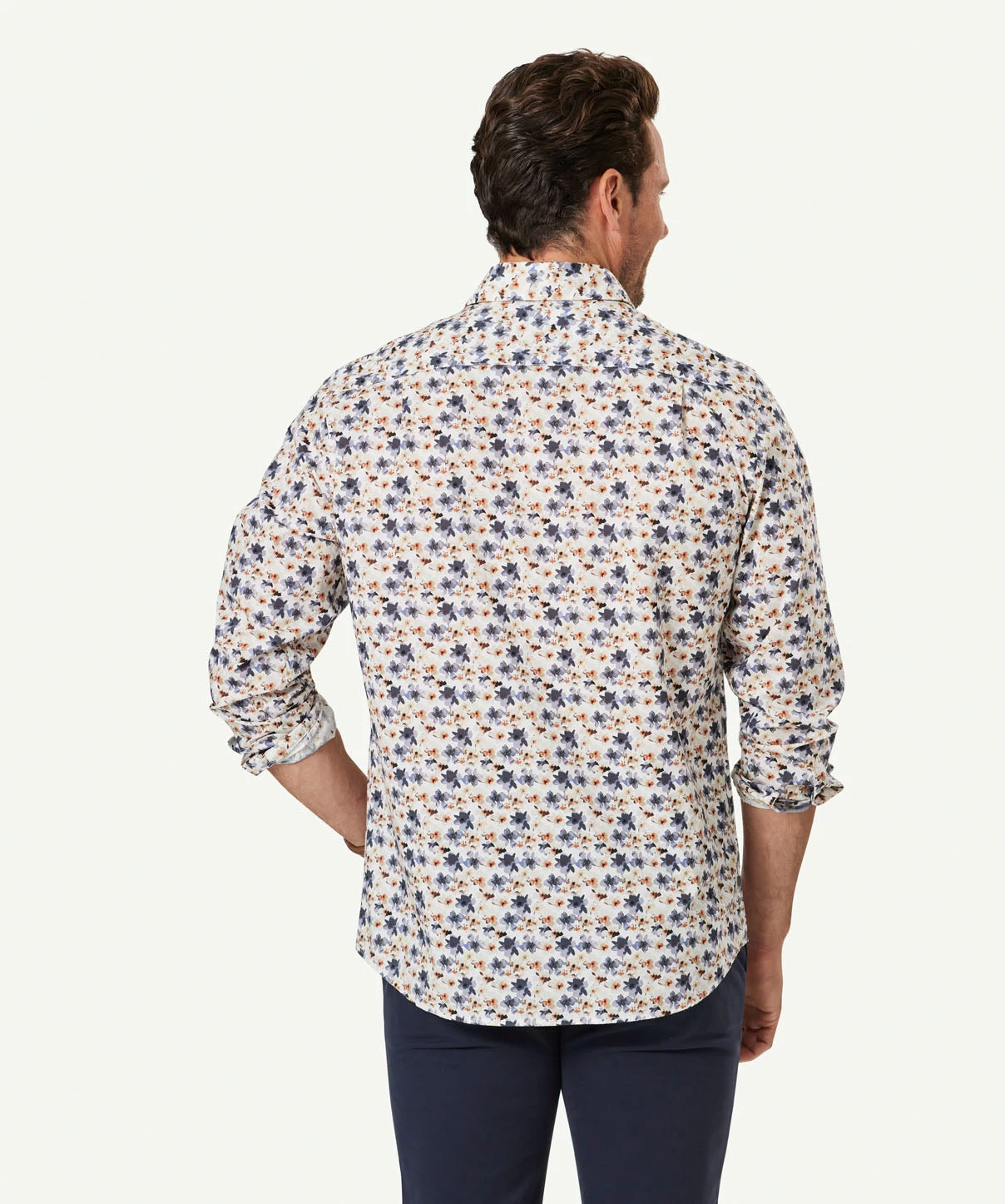 Casual Floral Print Long Sleeve Shirt - White - Image 3