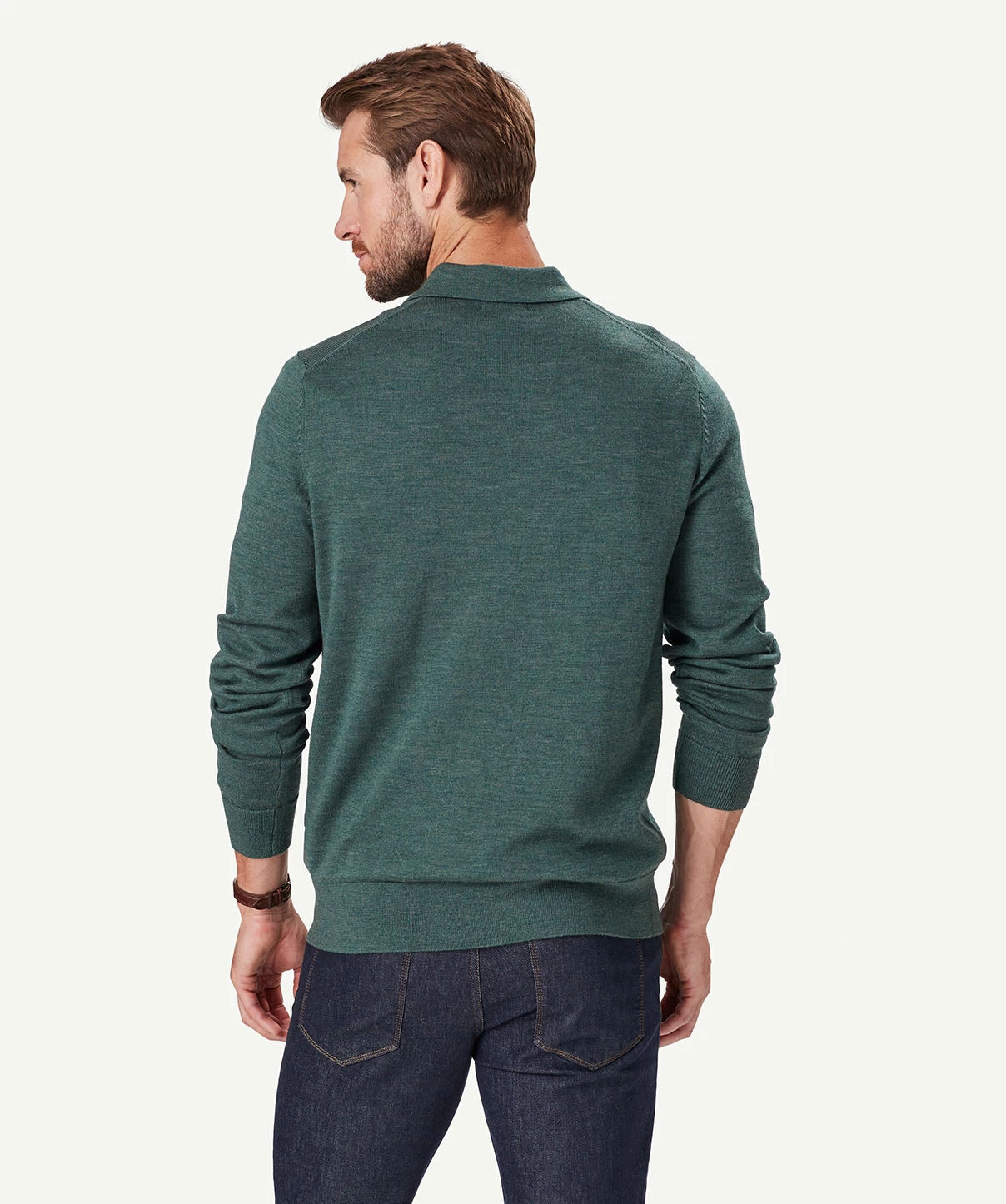 Merino Knit Polo - Khaki - Image 3