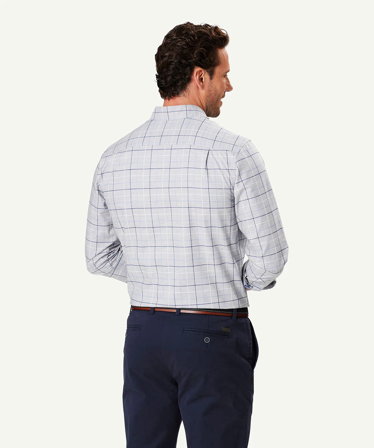 Easy Care Twill Check Long Sleeve Shirt - Grey Melange - Image 3