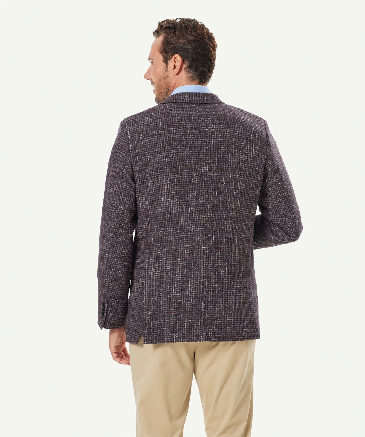 Wool Blend Textured Weave Sports Jacket - Mahogany - Image 3