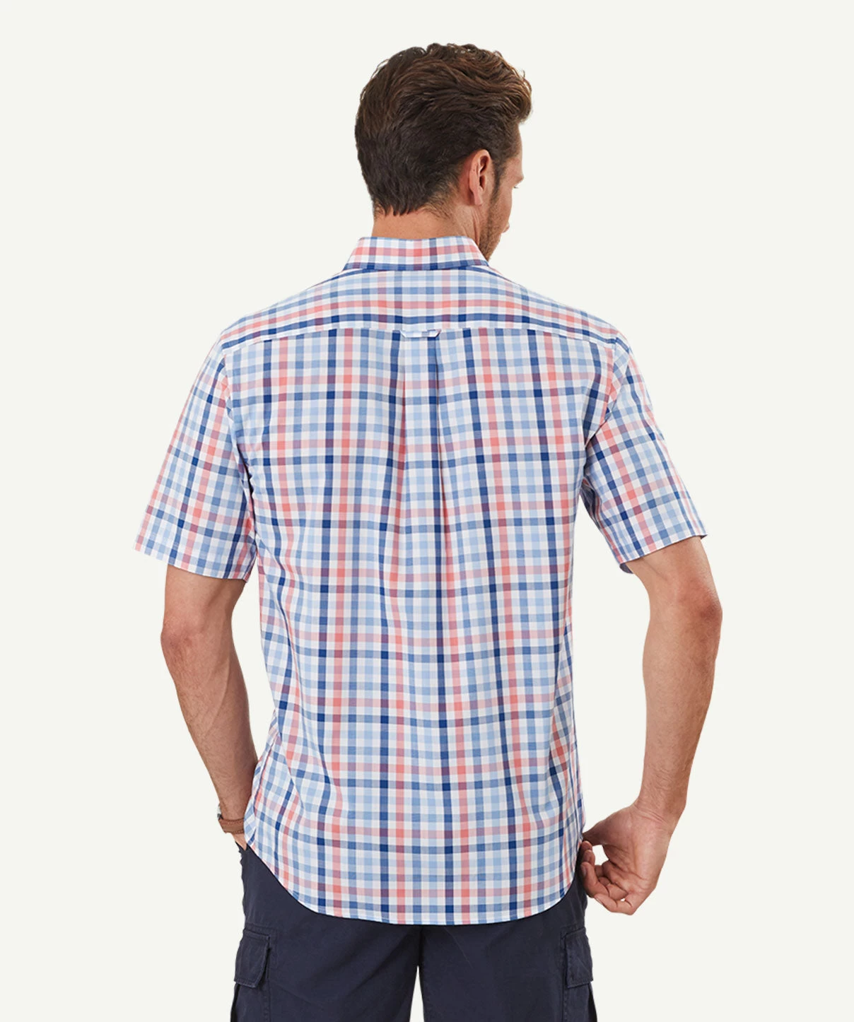 Easy Care Multi Check Short Sleeve Shirt - Pink - Image 3