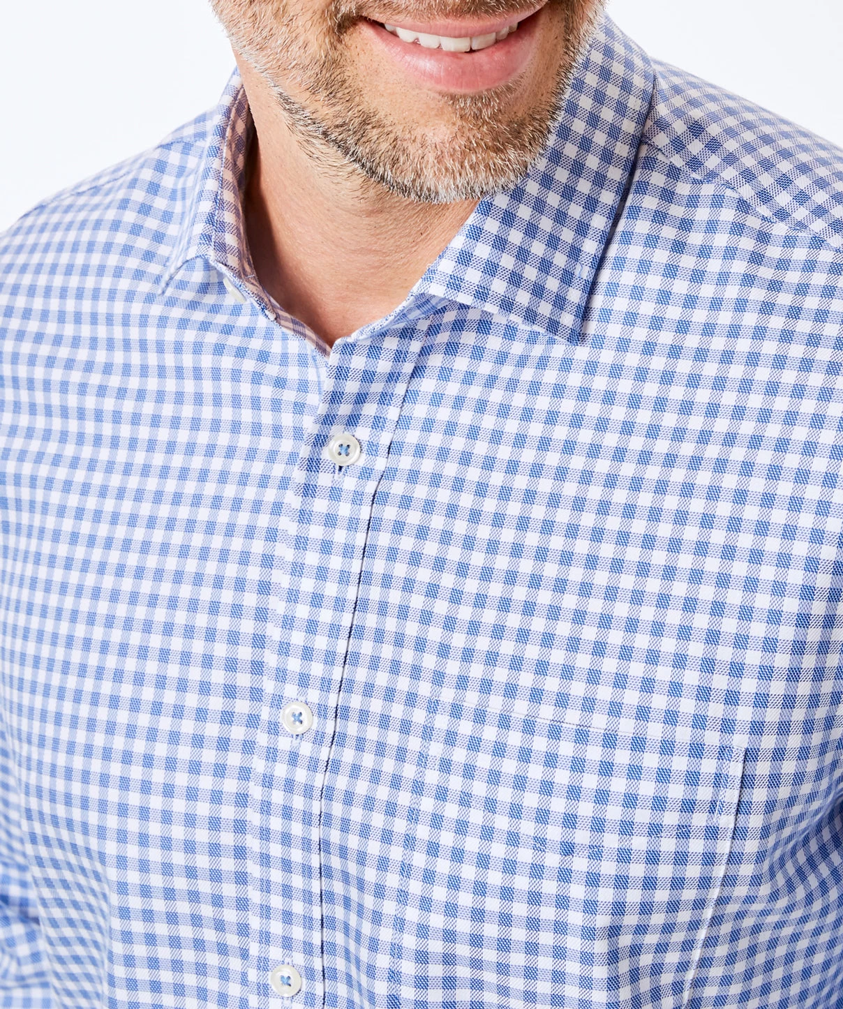 Easy Care Dobby Check Shirt - Blue - Image 3