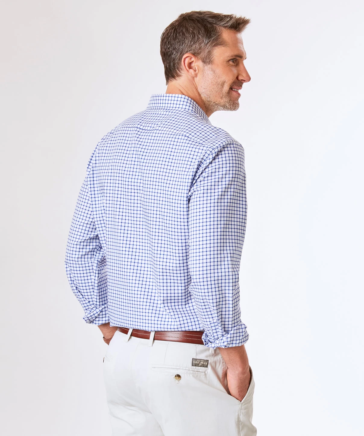 Tailored Fit Easy Care Twill Check Shirt - Blue - Image 3