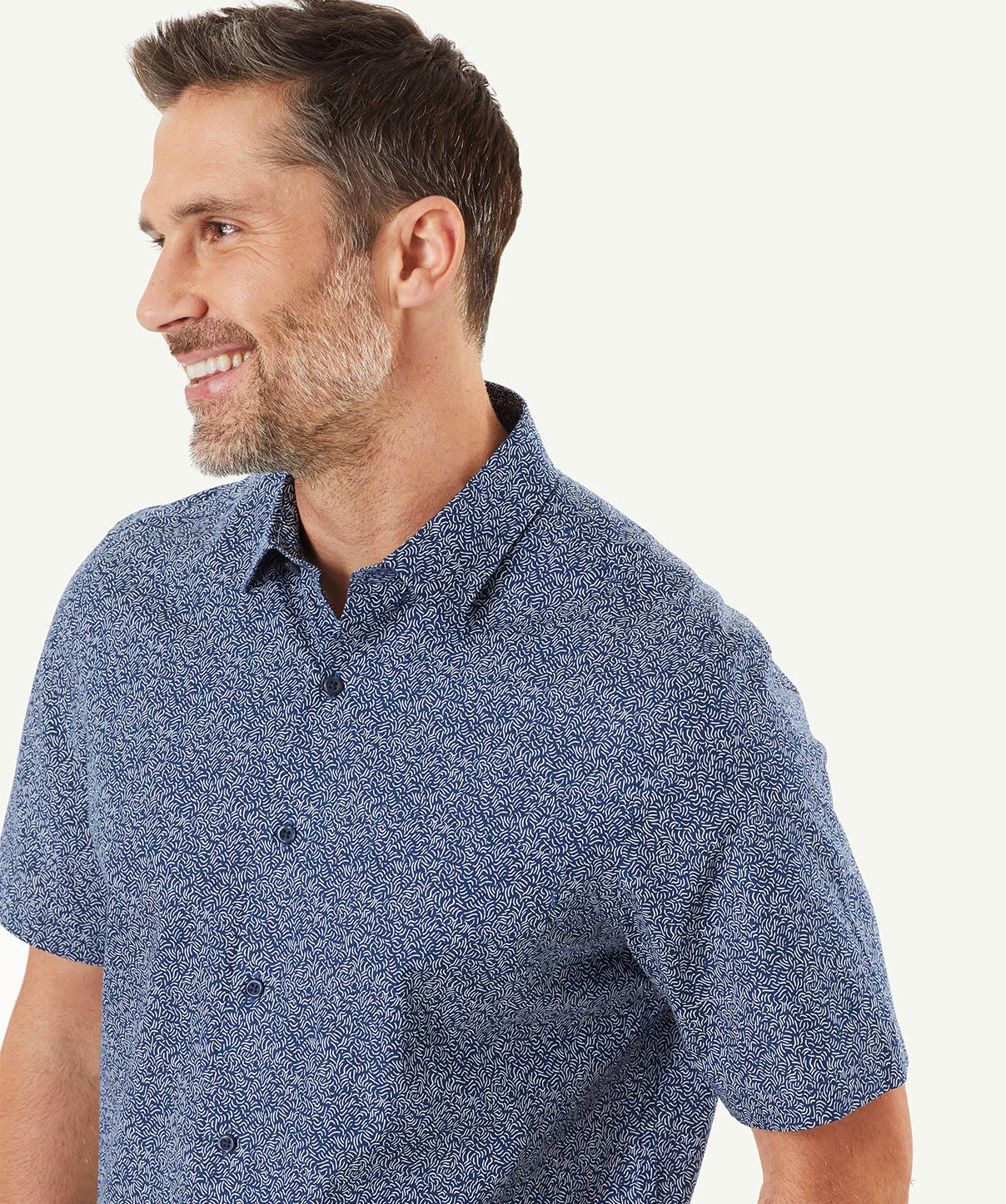Wave Print Short Sleeve Shirt - Navy - Image 3
